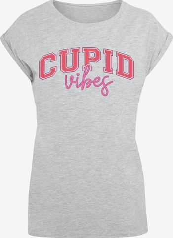F4NT4STIC T-Shirt 'Cupid Vibes Valentinstag Amor' in Grau: Vorderseite