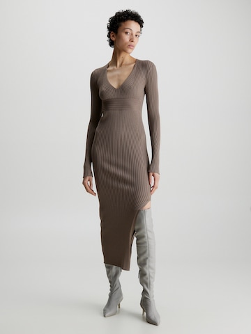 Calvin Klein Knitted dress in Brown: front