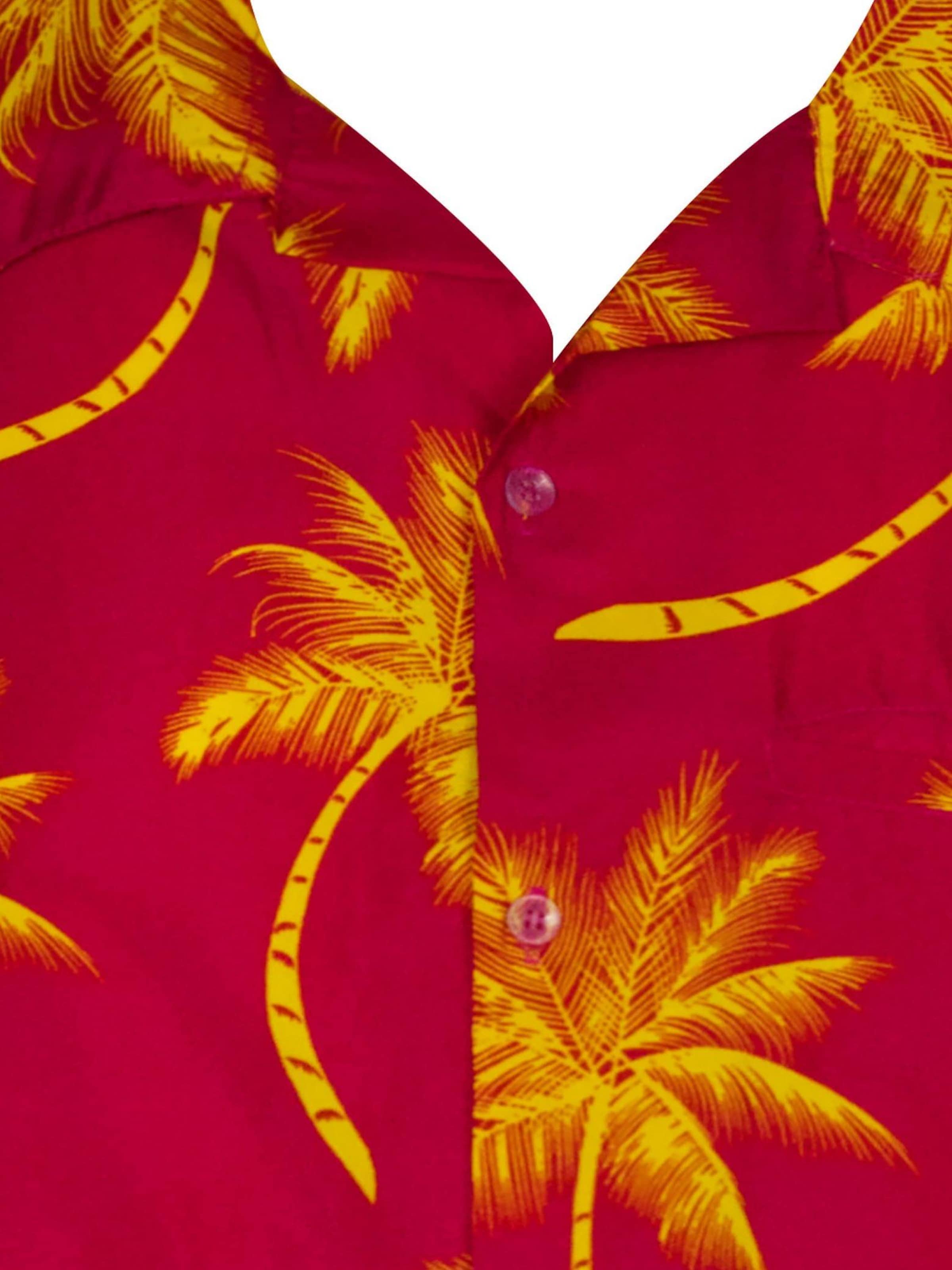 King Kameha Shirt 'Palmshadow' in Geel