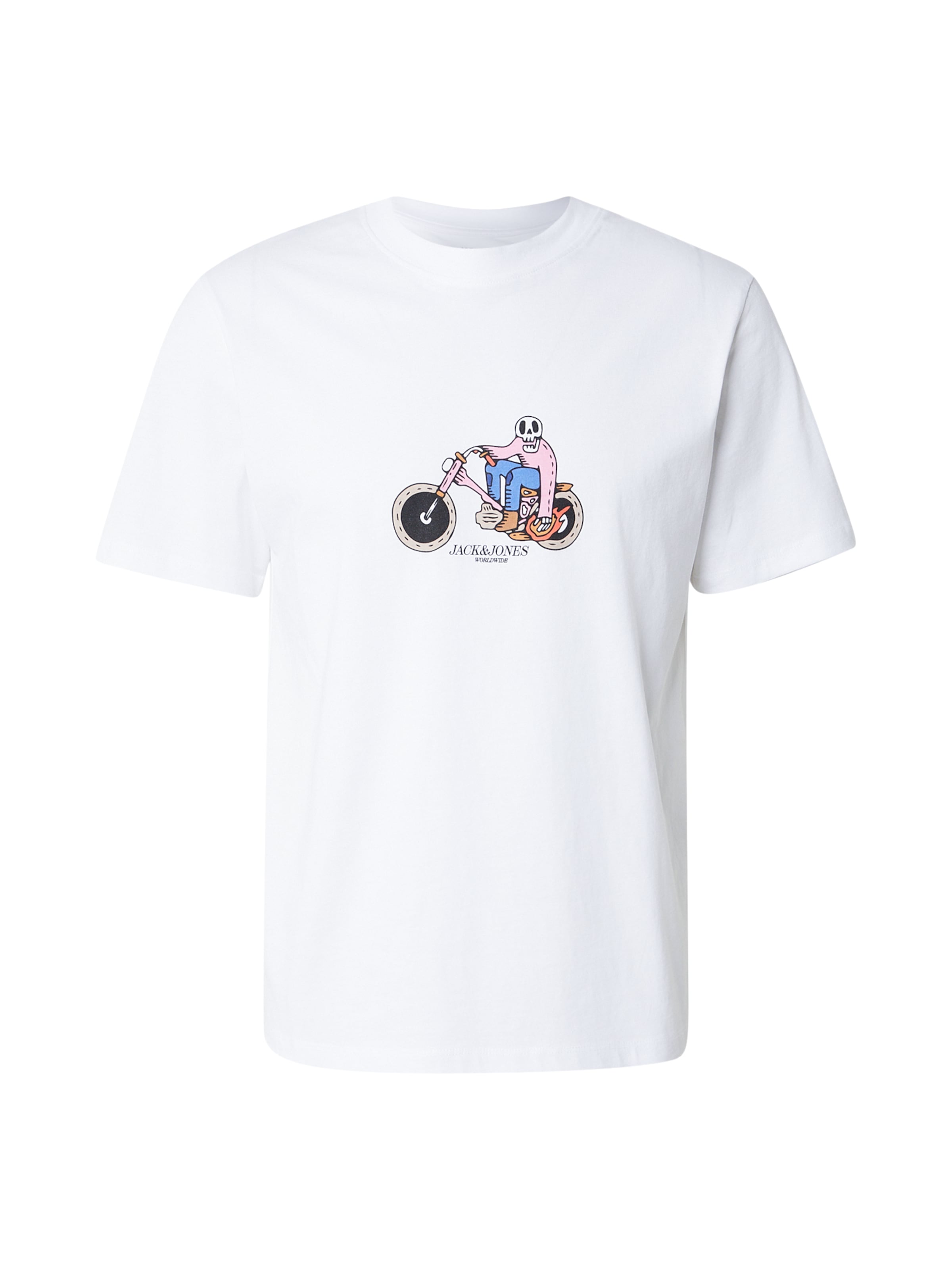 JACK & JONESMajica 'JORCATSKILLS SKULL' - bijela boja: prednji dio