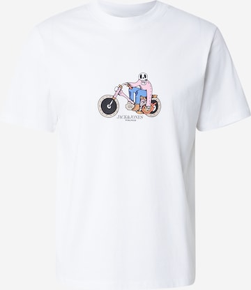 JACK & JONESMajica 'JORCATSKILLS SKULL' - bijela boja: prednji dio