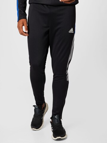 Tapered Pantaloni sportivi 'Tiro 21' di ADIDAS SPORTSWEAR in nero: frontale