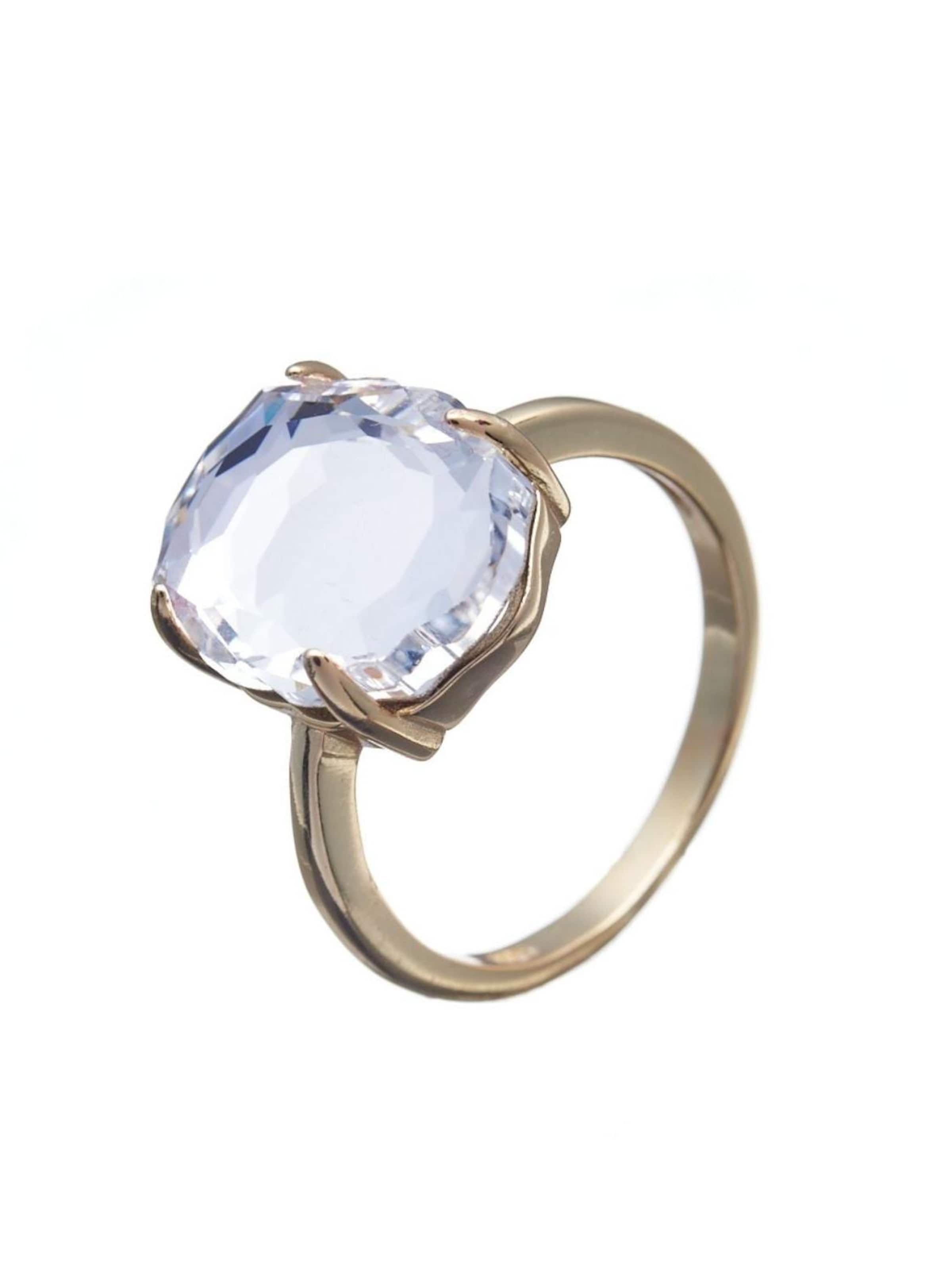THE GEM STORIES JEWELRY Ring 'Crystal Baroque Ring - Gold' in Bruin: voorkant