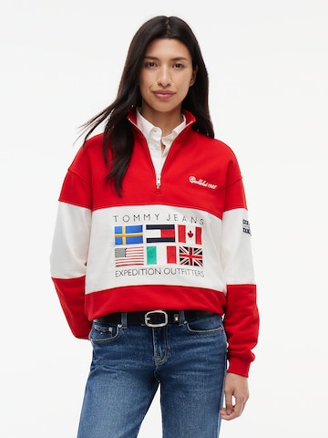 raudona Tommy Jeans Megztinis be užsegimo: priekis