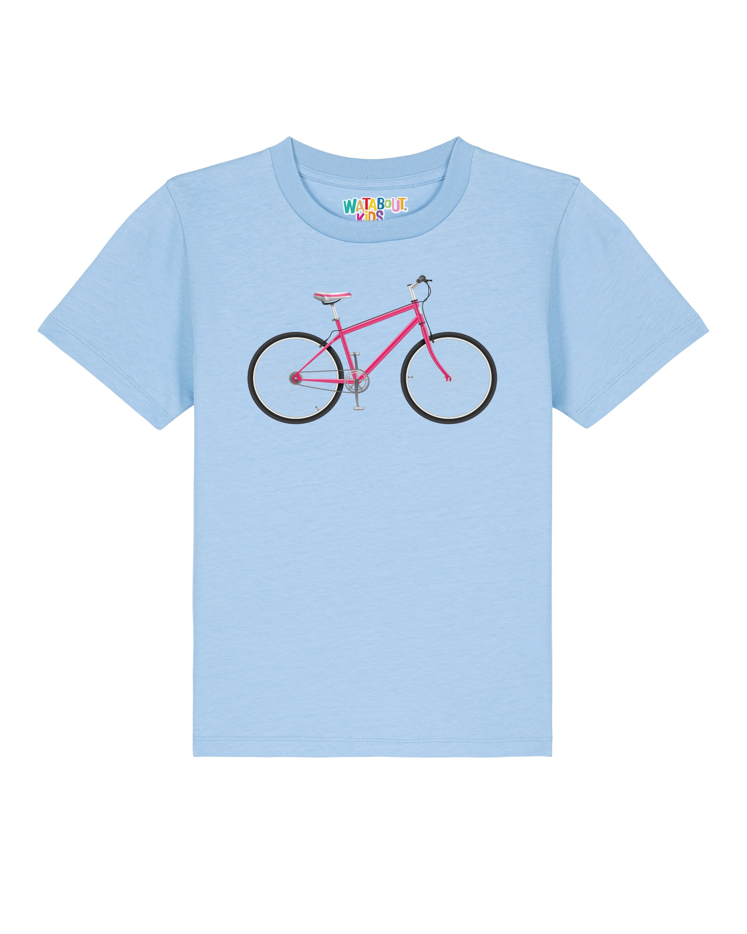 watabout.kids Shirt 'Pink Bike' in Blue: front