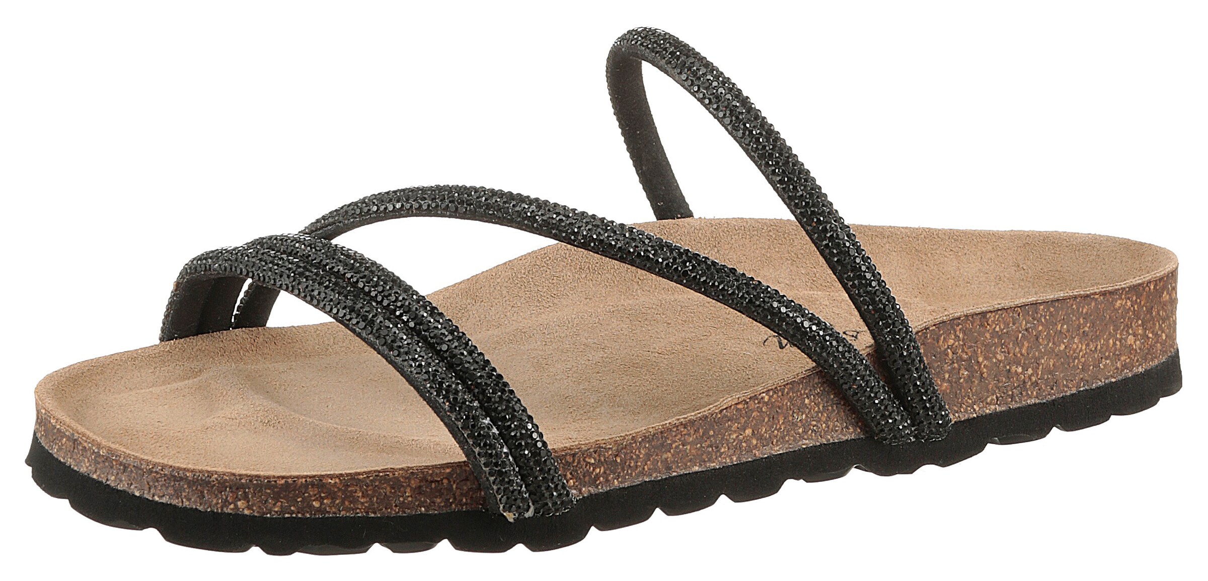 Aniston Strap Sandals in Black: front