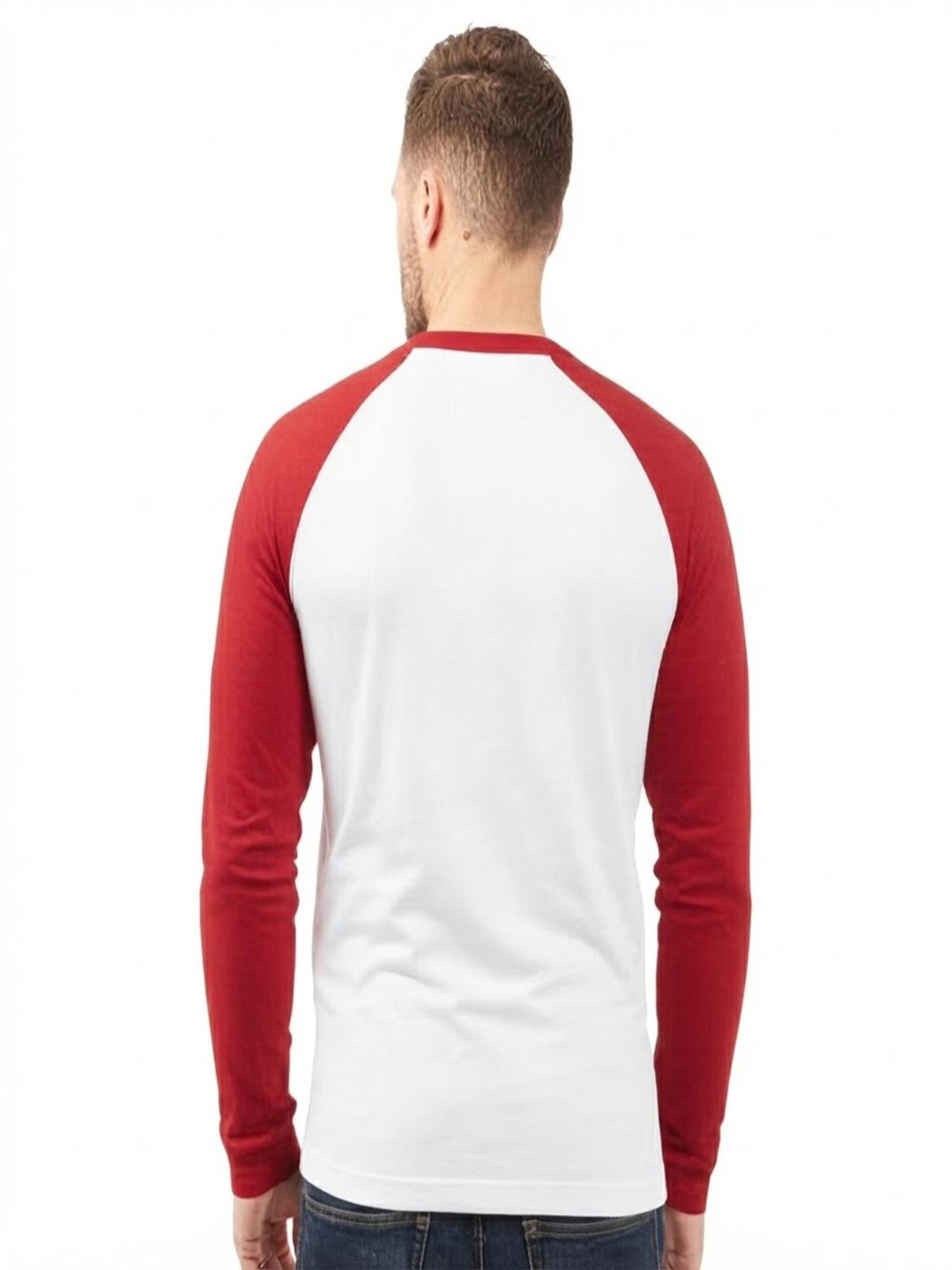 Vanilla Shirt '2-Pack Heren Baseballshirt Lange Mouwen – Wit/Zilvergrijs – Casual Raglan – Maat M' in Rood