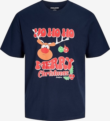 Jack & Jones Plus - Camisa 'JJXMAS FUN' em azul: frente