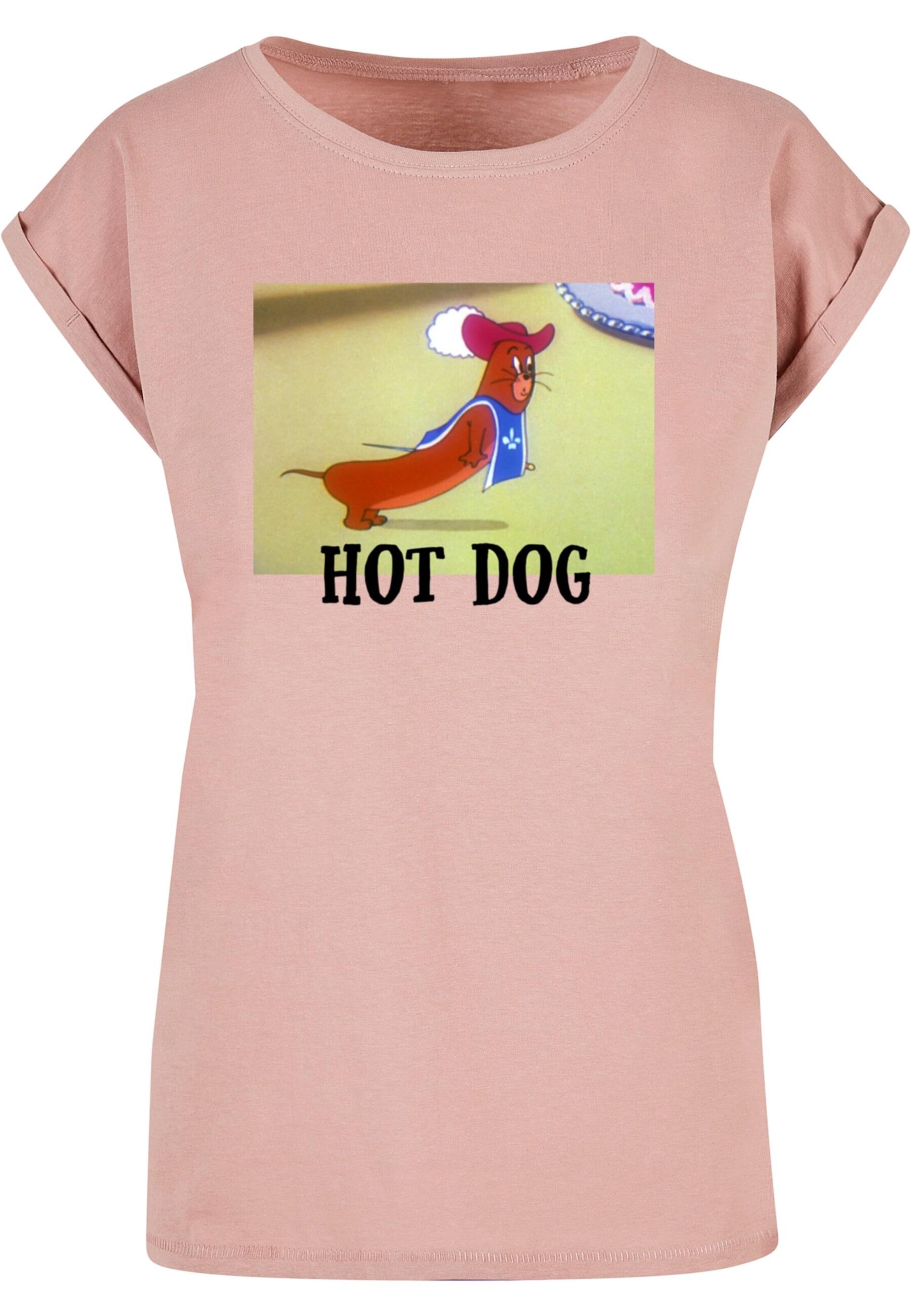 ABSOLUTE CULT Shirt 'Tom And Jerry - Hot Dog' in Roze: voorkant
