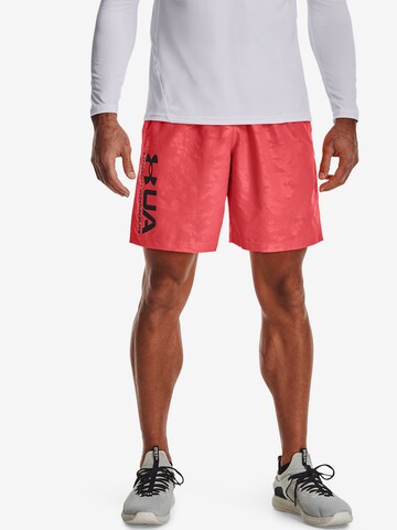 UNDER ARMOUR Regular Sportbroek 'Emboss' in Rood: voorkant