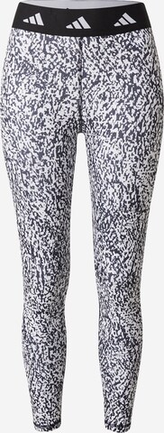 ADIDAS PERFORMANCE Skinny Workout Pants 'Techfit Pixeled Camo' in White: front