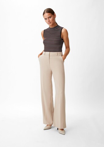 COMMA Wide leg Trousers with creases in Beige