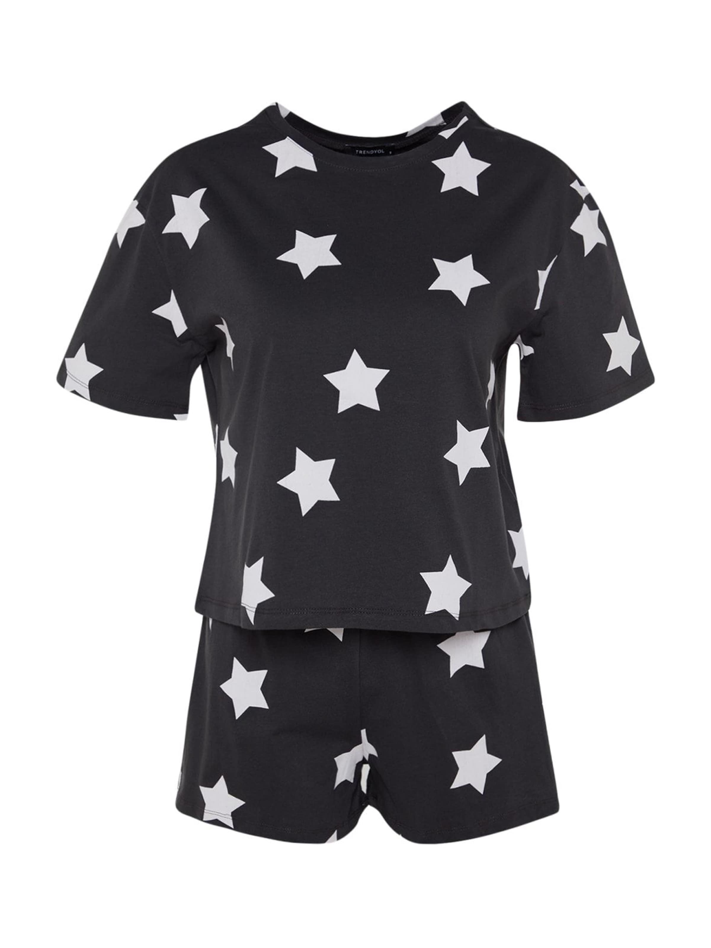 Trendyol Short Pajama Set in Black: front