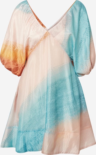 SECOND FEMALE Kleid 'Birch' in beige / hellblau / karamell / honig, Produktansicht