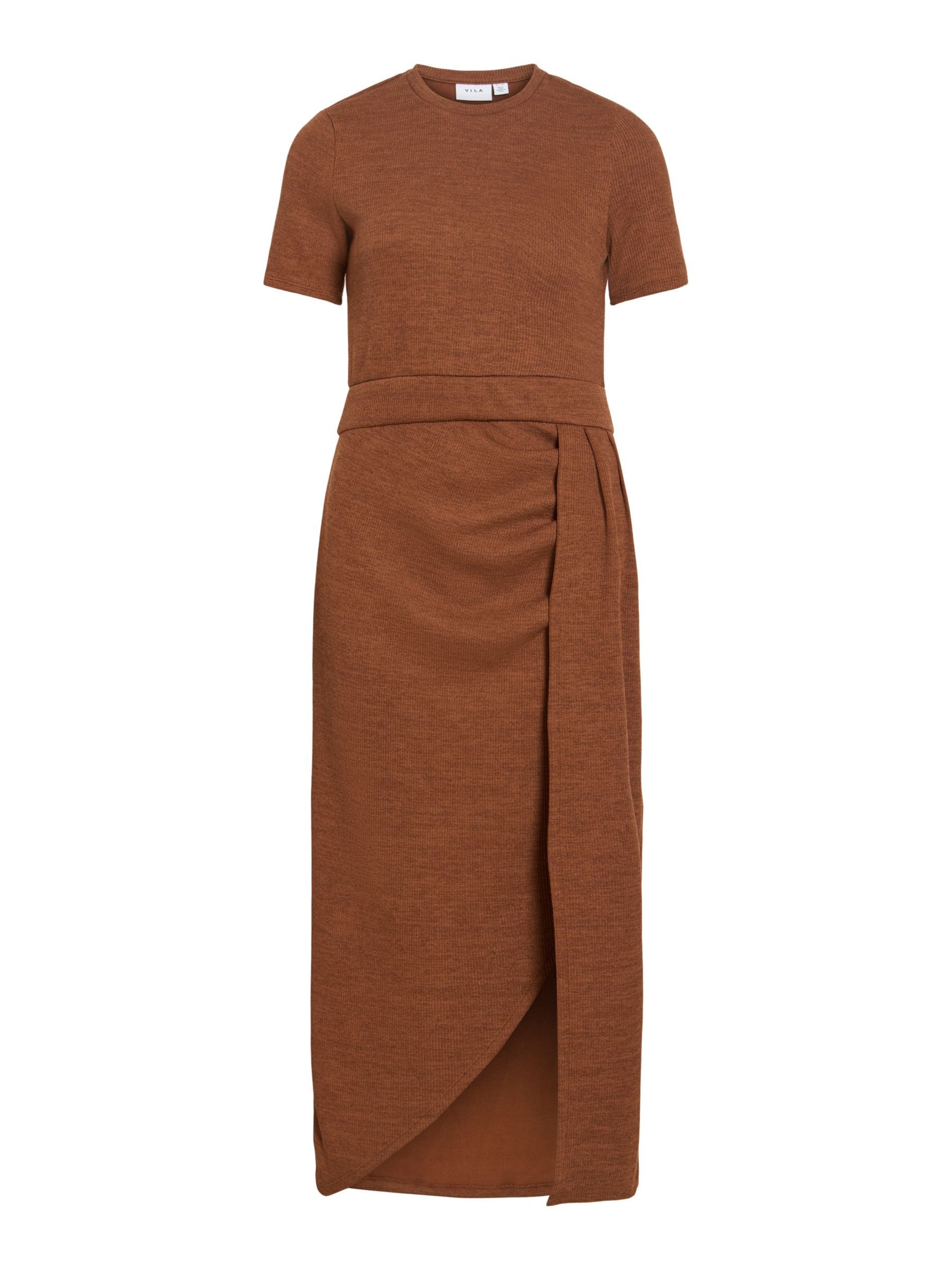 VILA - Vestido de punto 'VIRaffi' en marrón: frente