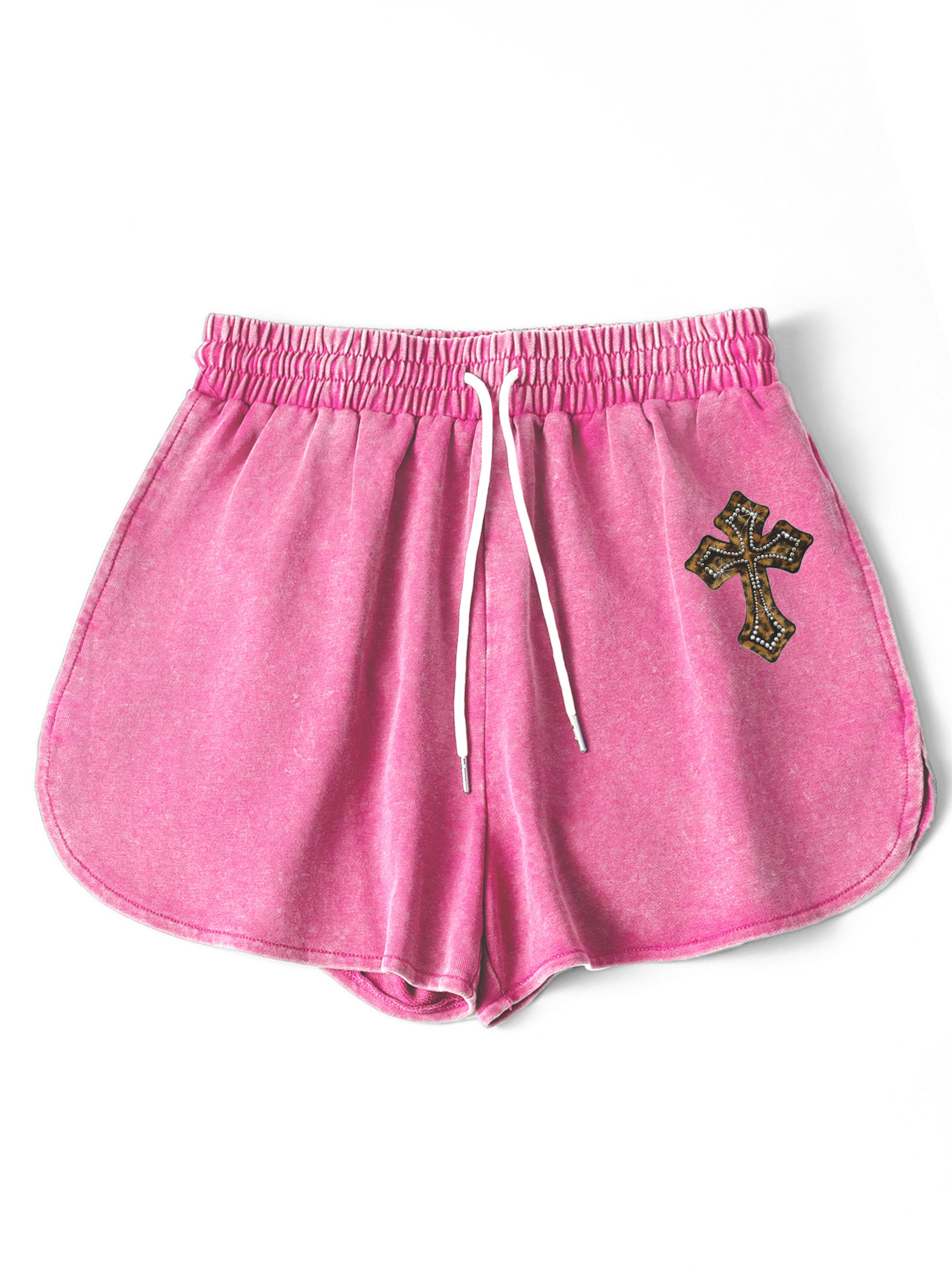 GORHEY Loosefit Broek 'Women Summer Casual Drawstring Comfy Dressy Lounge Beach Vacation Print Shorts' in Roze: voorkant