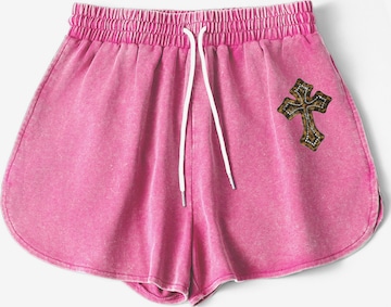 GORHEY Loosefit Broek 'Women Summer Casual Drawstring Comfy Dressy Lounge Beach Vacation Print Shorts' in Roze: voorkant