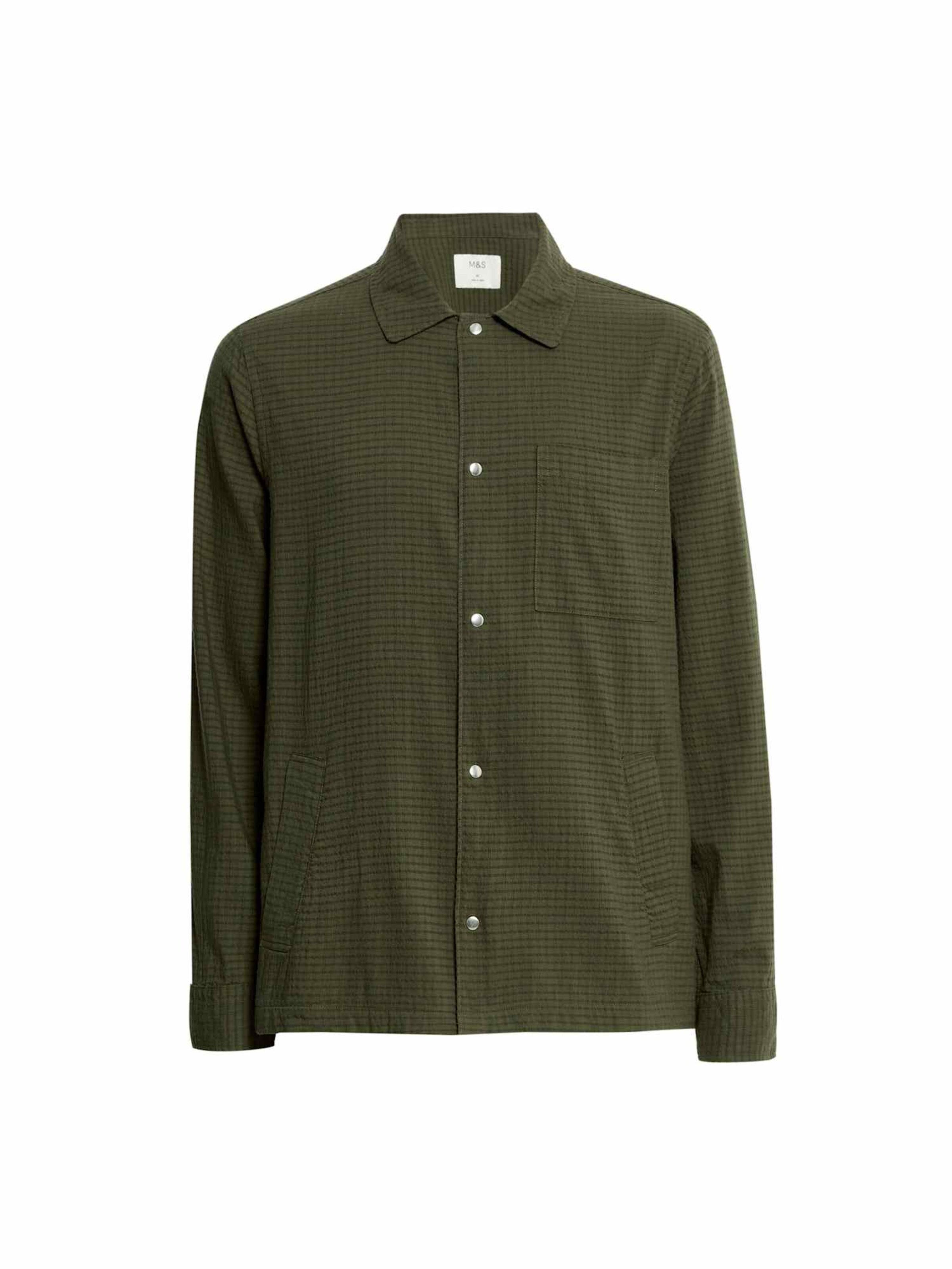 Marks & Spencer Regular fit Button Up Shirt in Green: front