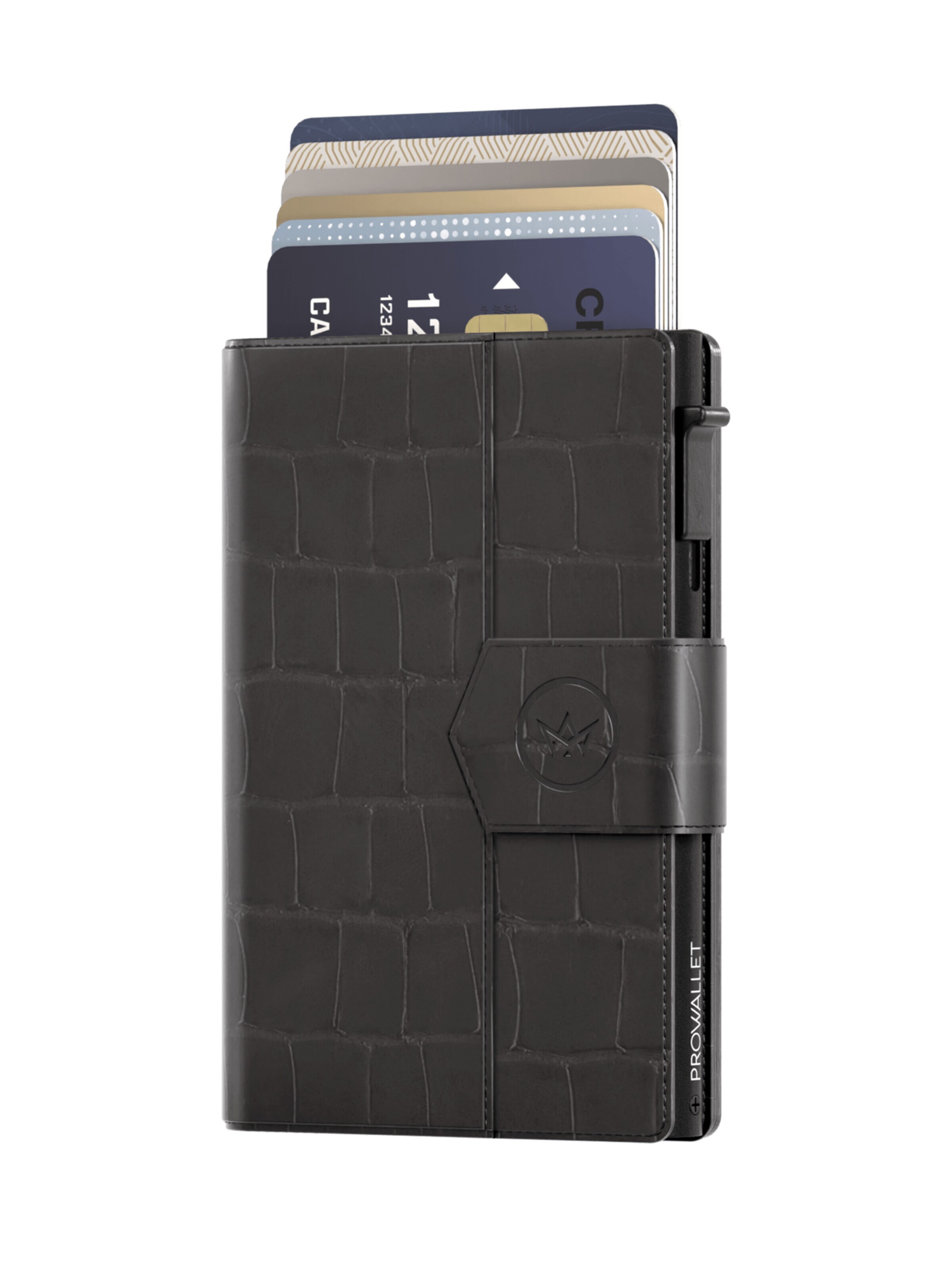 Prowallet Wallet 'Pasjeshouder Plus Croco' in Black: front