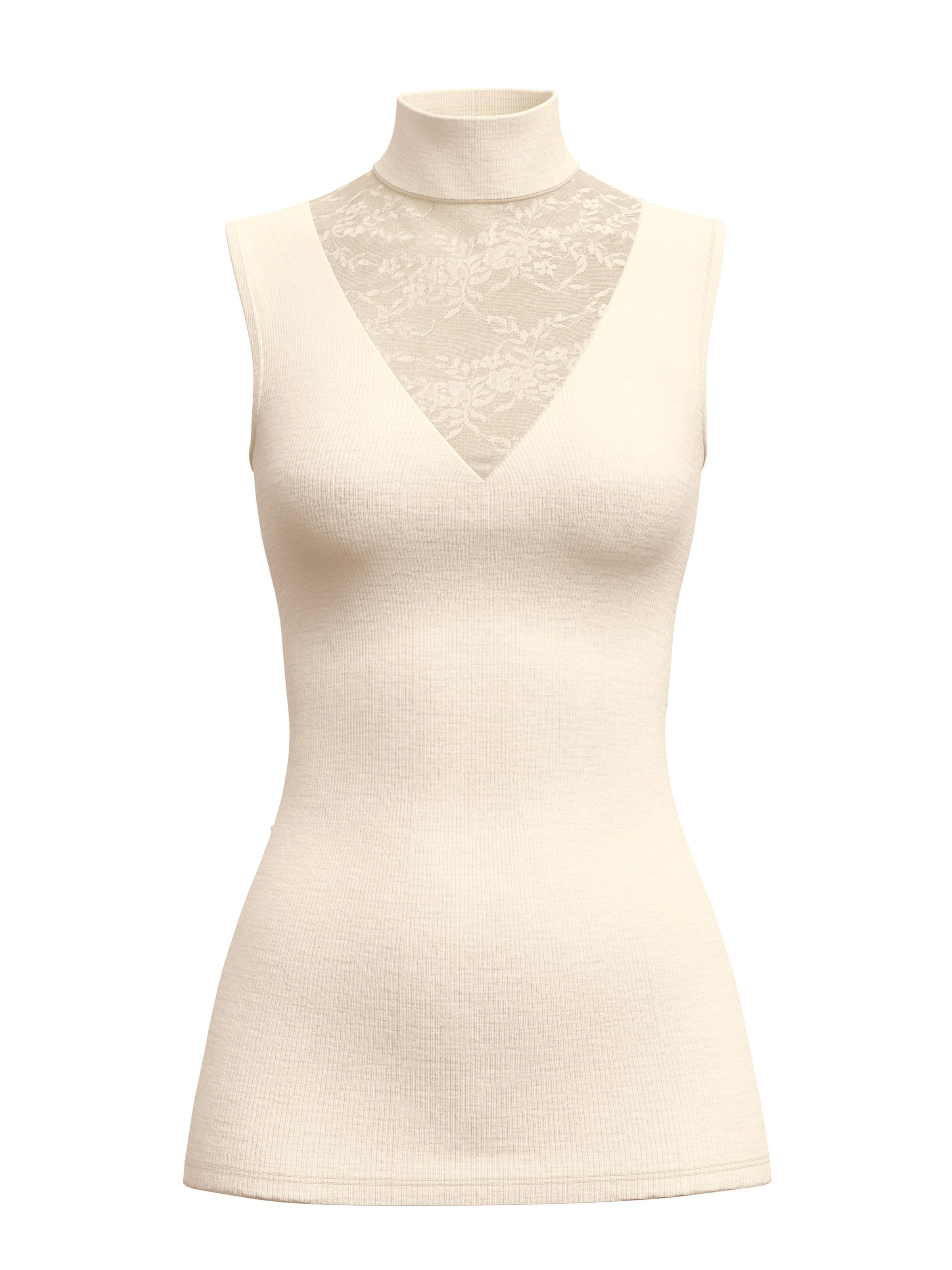 Maglietta intima 'Silky Wool Glam' di CALIDA in beige: frontale