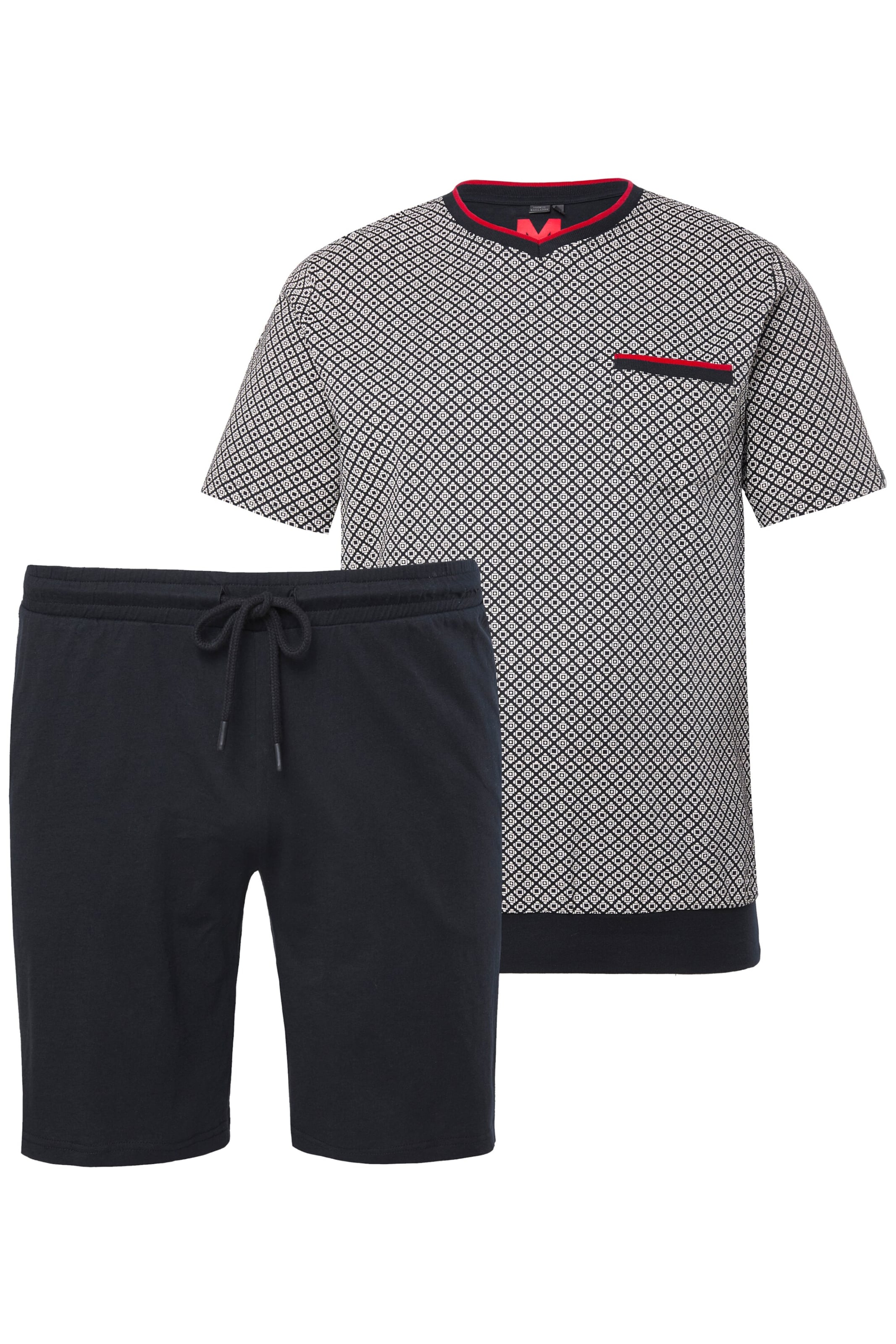 Men Plus Pyjama in Schwarz: Vorderseite