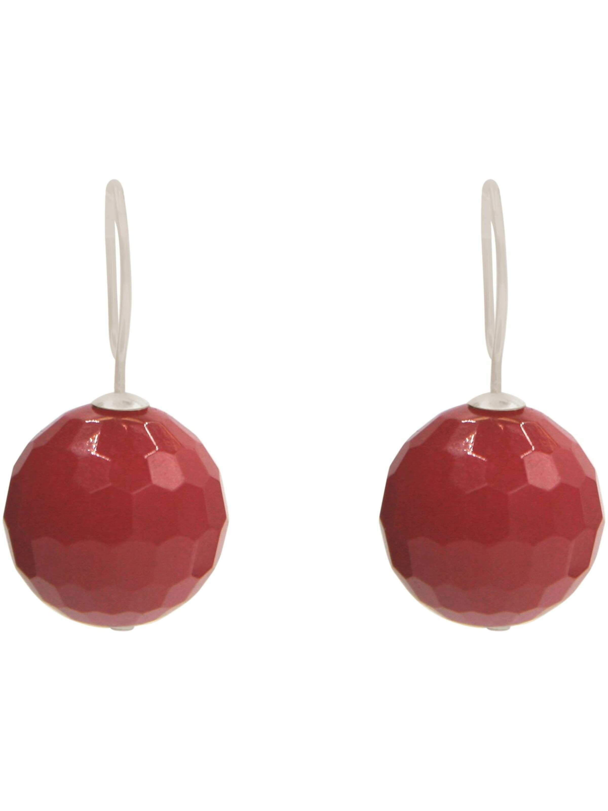 Gemshine Earrings '3-D Jade Kugeln' in Red: front