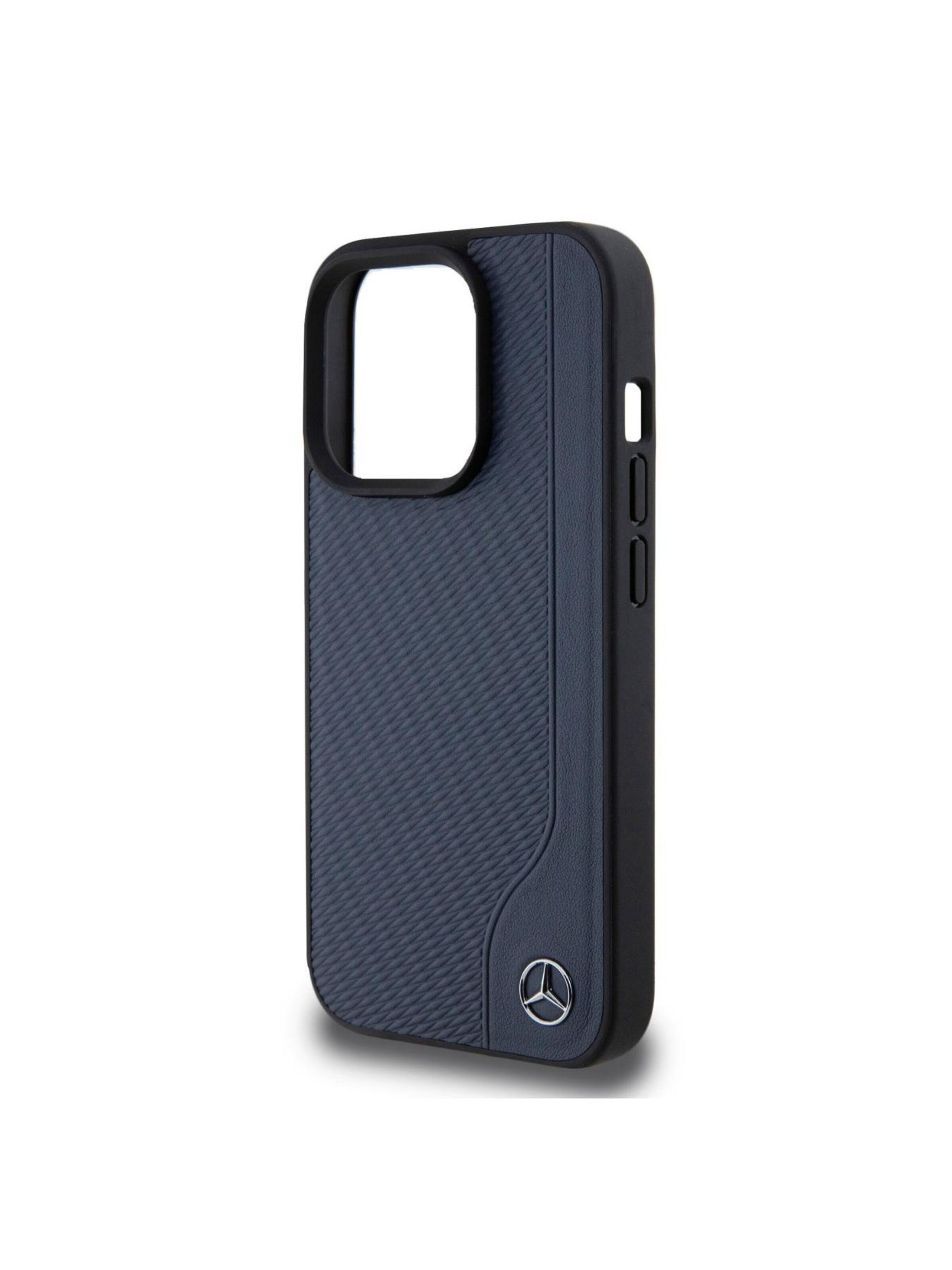 Mercedes Smartphonehoesje 'Mercedes MagSafe Wood Imitation Leather' in Blauw