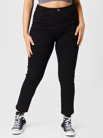 KAFFE CURVE Skinny Jeans i sort: forside