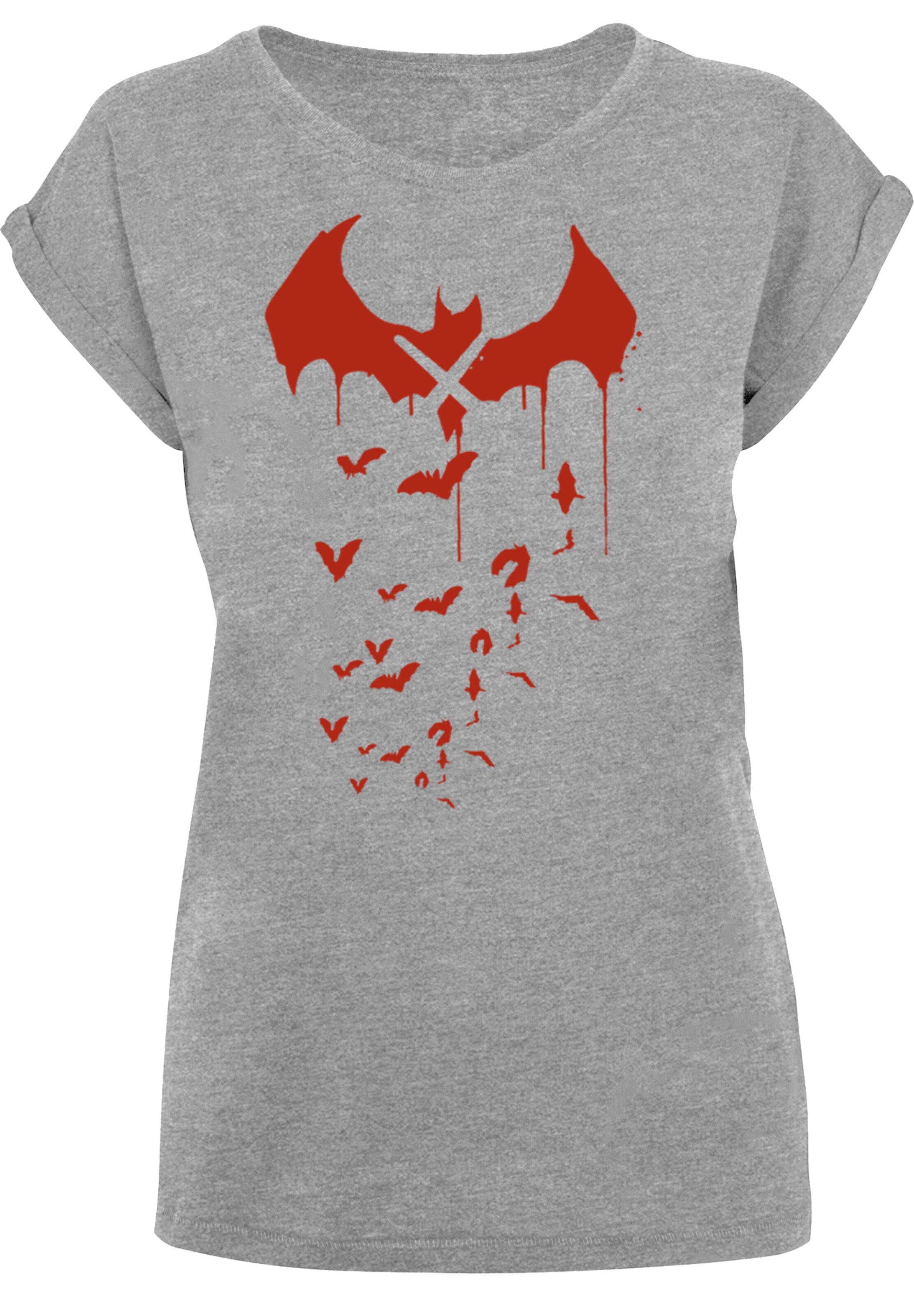 F4NT4STIC Shirt 'DC Comics Batman Arkham Knight Bats' in Grijs: voorkant