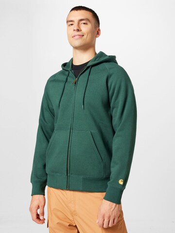 Carhartt WIP Zip-Up Hoodie 'Chase' in Green: front