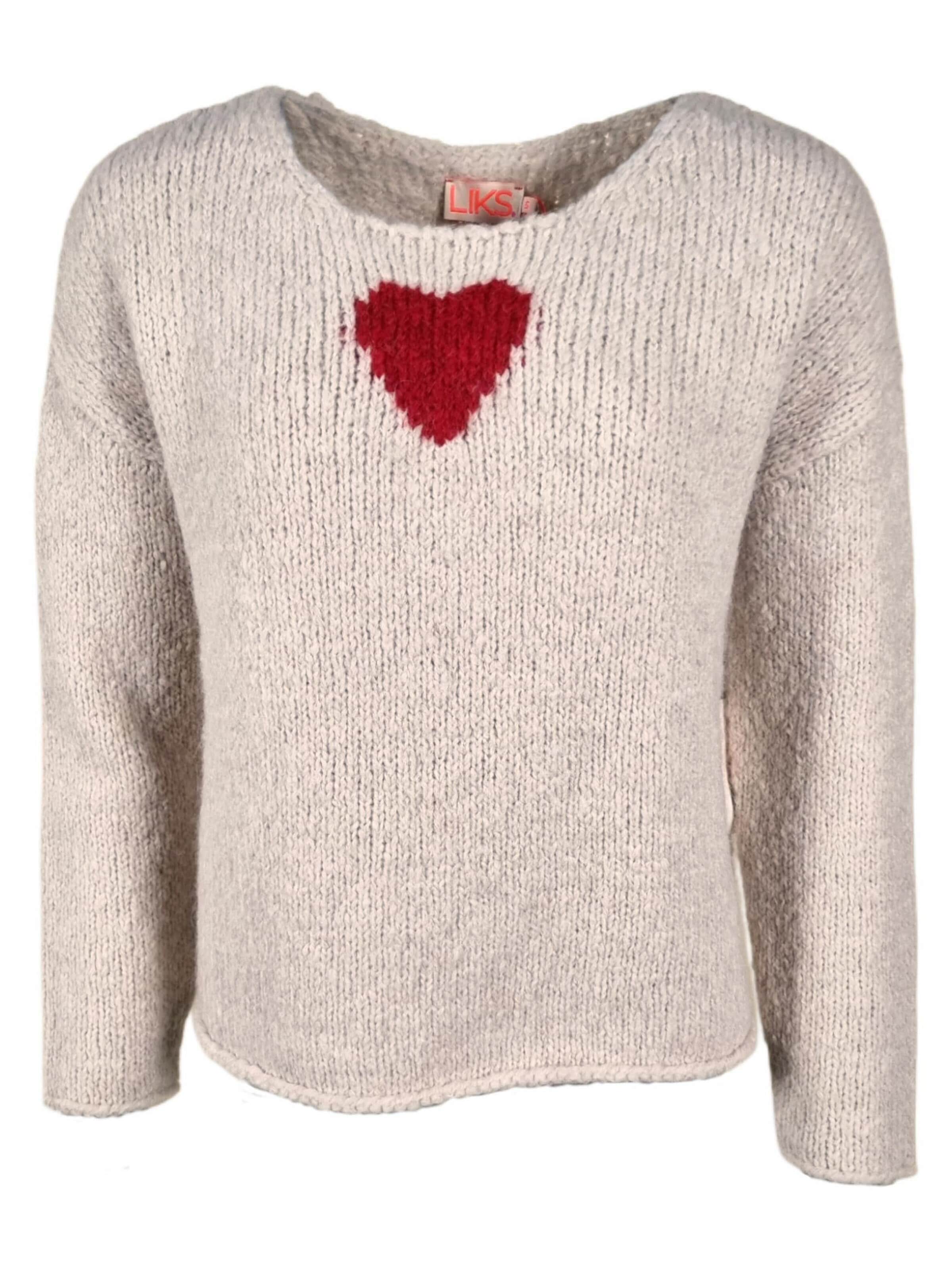 LIKS. Munich Pullover 'Damen Strickpullover mit Herzintarsie – BrittaC'‌‌‌‌‌‌‌‌‌‌ in Beige: Vorderseite