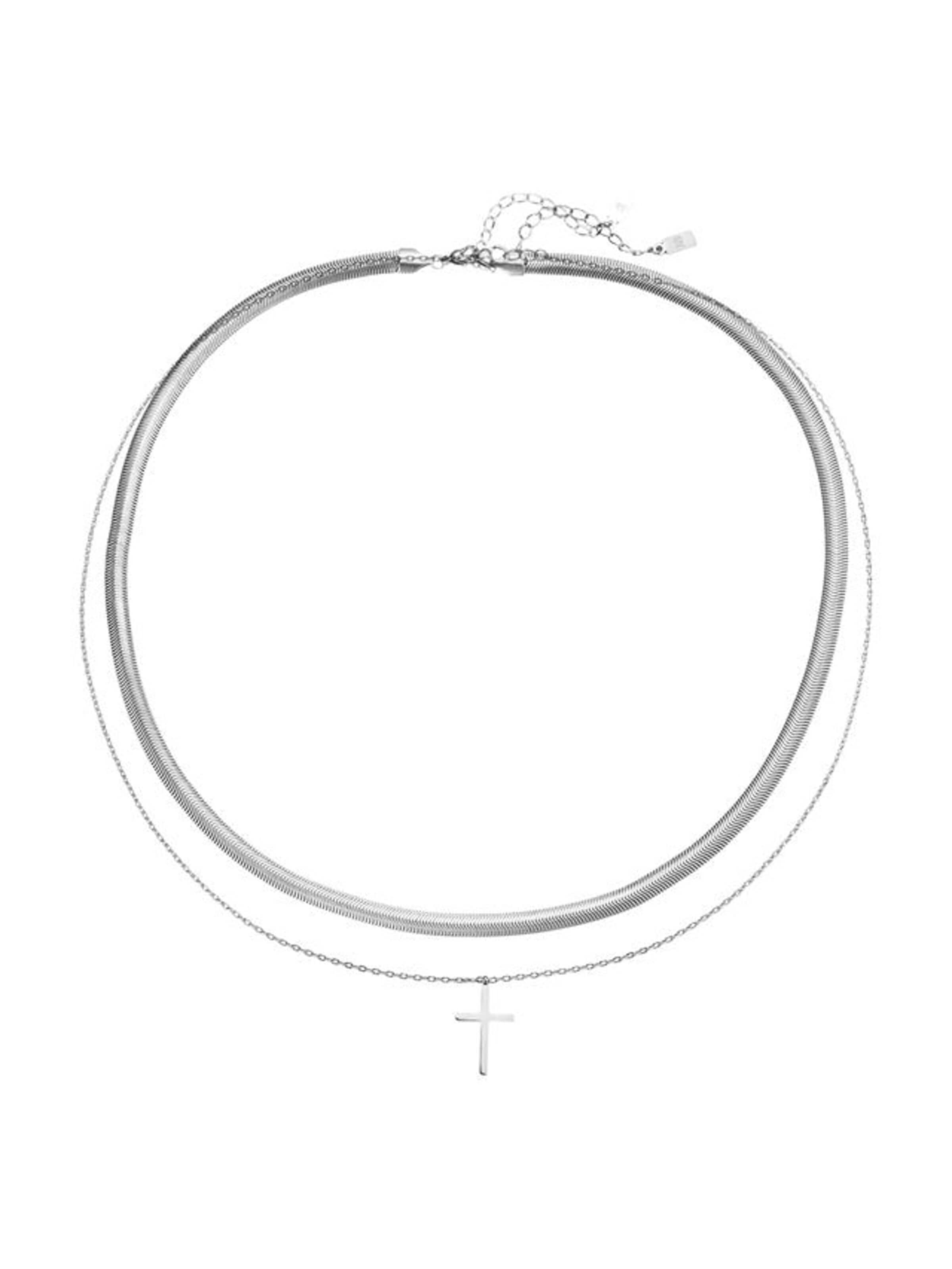 Parure de bijoux 'Iconic Cross' Hey Happiness en argent : devant