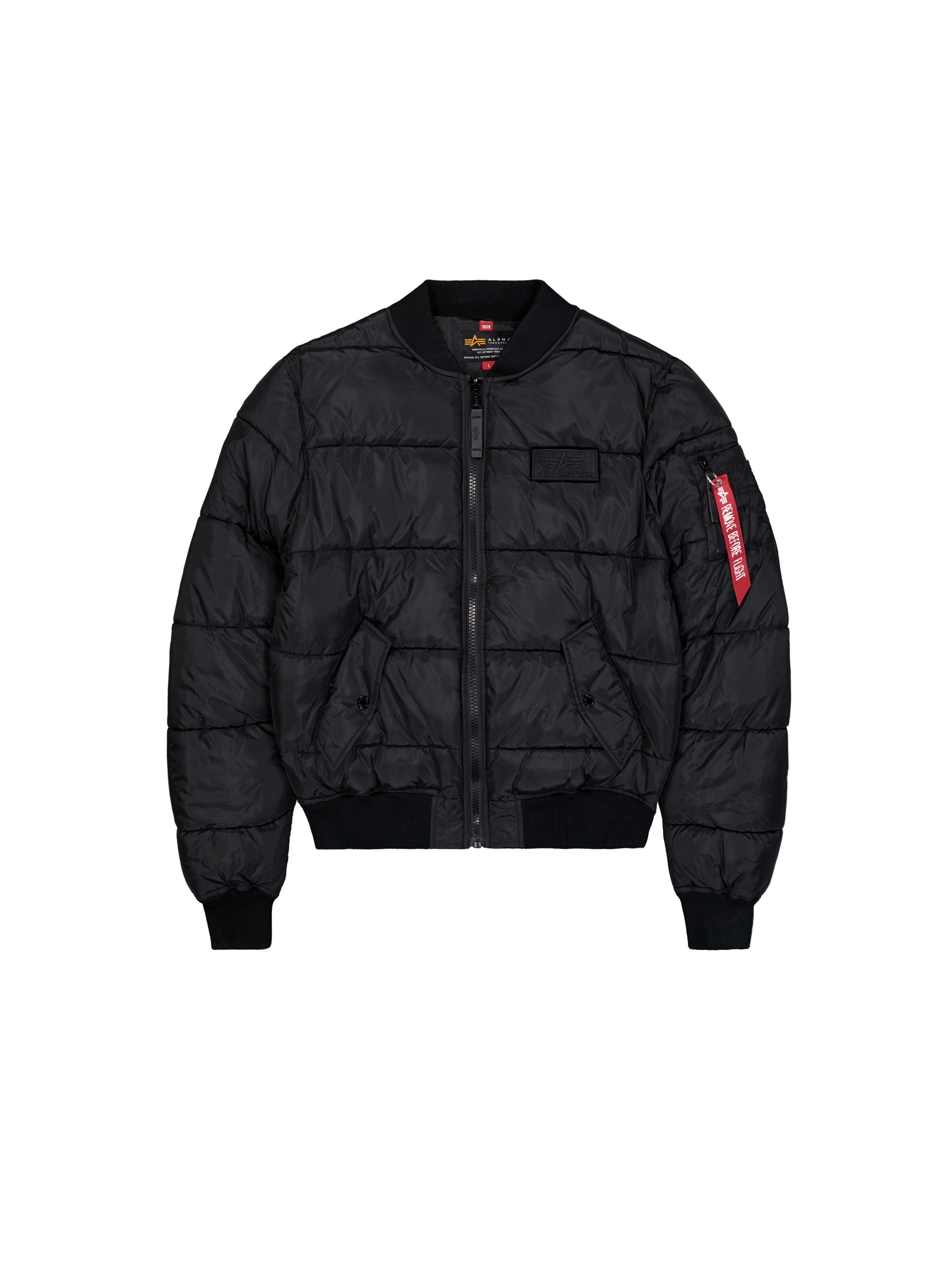 ALPHA INDUSTRIES Between-Season Jacket 'MA-1 Puffer' in Black: front