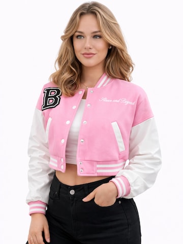 Worldclassca Between-Season Jacket 'Crop College Bomber Jacket' in Pink: front