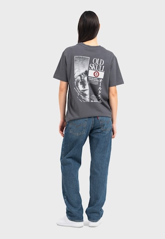 Oldskull Shirt 'Asian Lotus Surf' in Grey