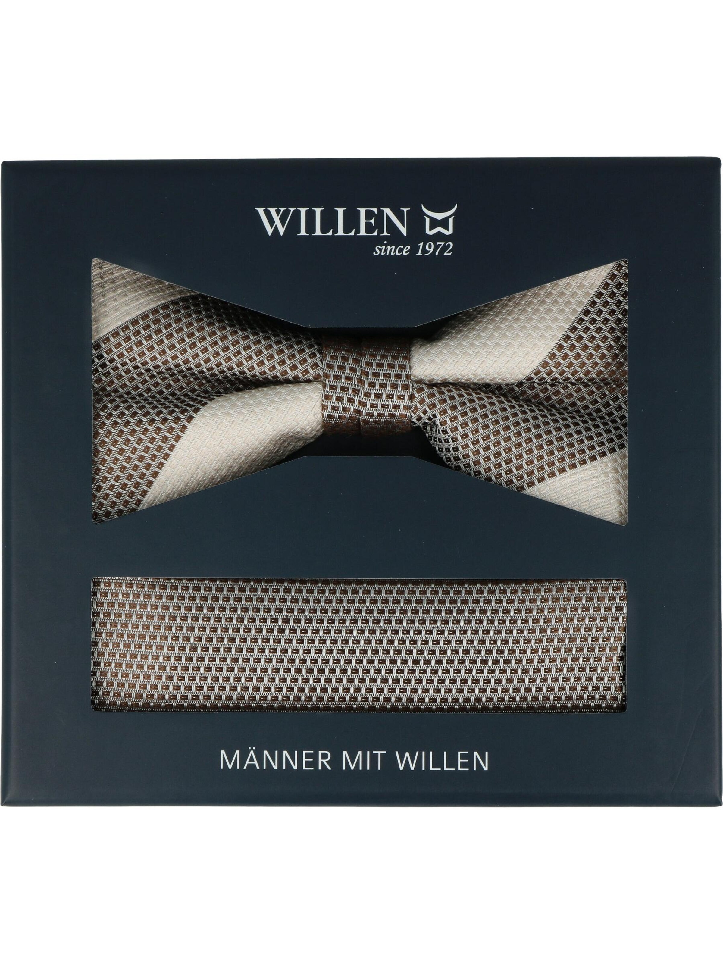 WILLEN Fliege 'Set : Blockstreifen / Uni'‌‌‌‌ in Braun