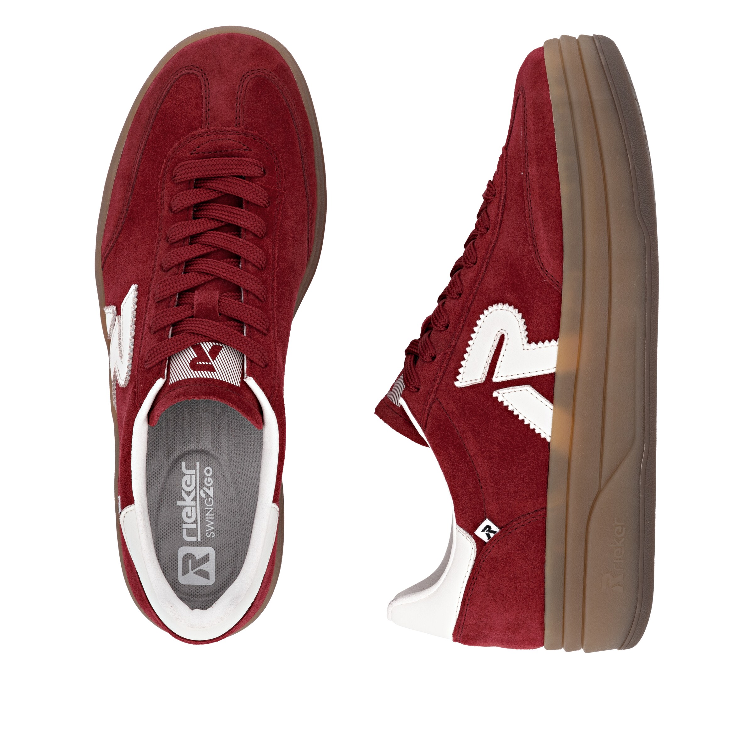 Baskets basses Rieker en rouge