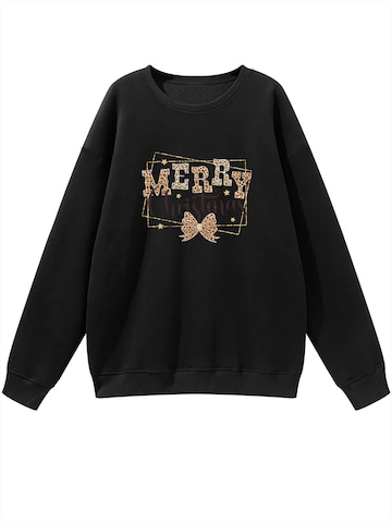 GORHEY - Sudadera 'Women's Crew Neck Oversized Sweatshirt with Christmas Print' en negro
