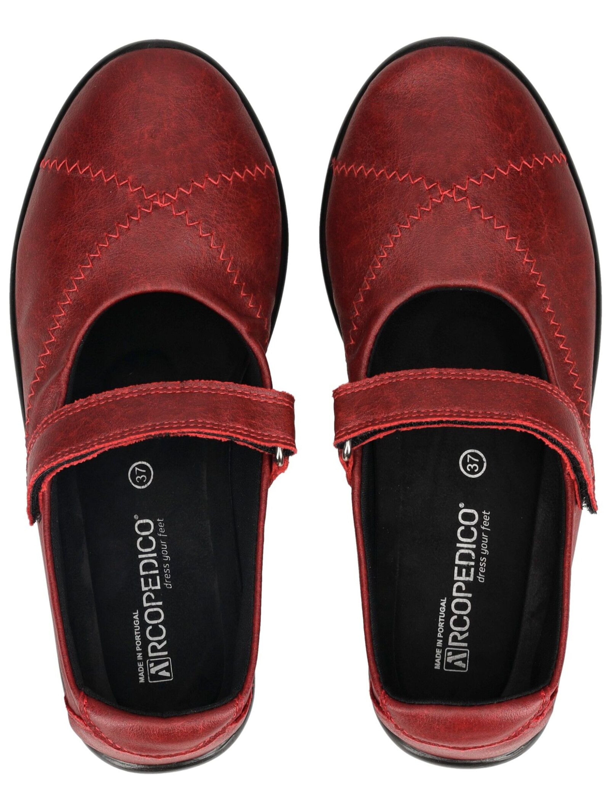 Arcopedico Ballet Flats with Strap in Red
