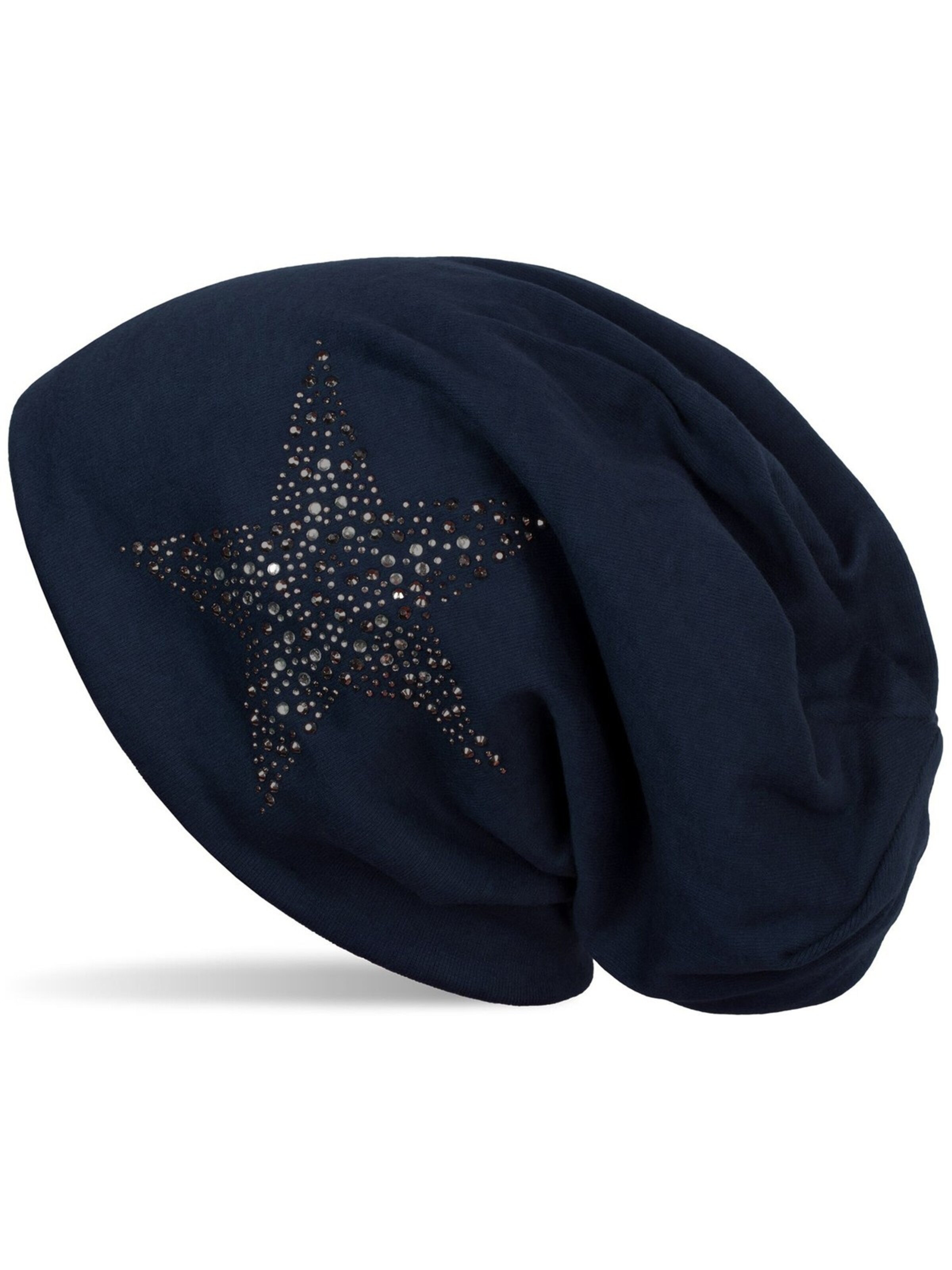 styleBREAKER Mütze 'Beanie Mütze mit Strass Nieten Stern'‌‌‌‌‌‌‌‌ in 54-64 in nachtblau, Produktansicht