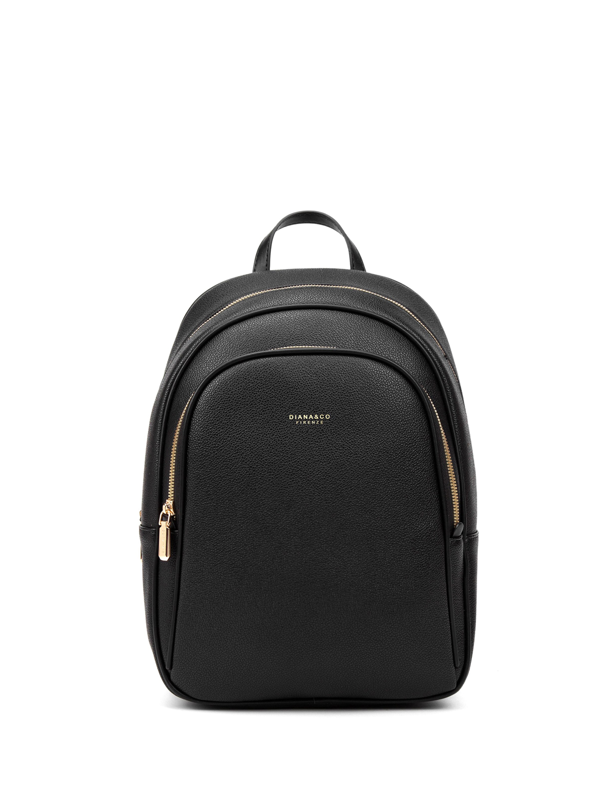 Zaino 'Zaino Donna Vegan Leather con Zip e Tasche - Diana & Co Firenze' di Diana&Co. in nero: frontale