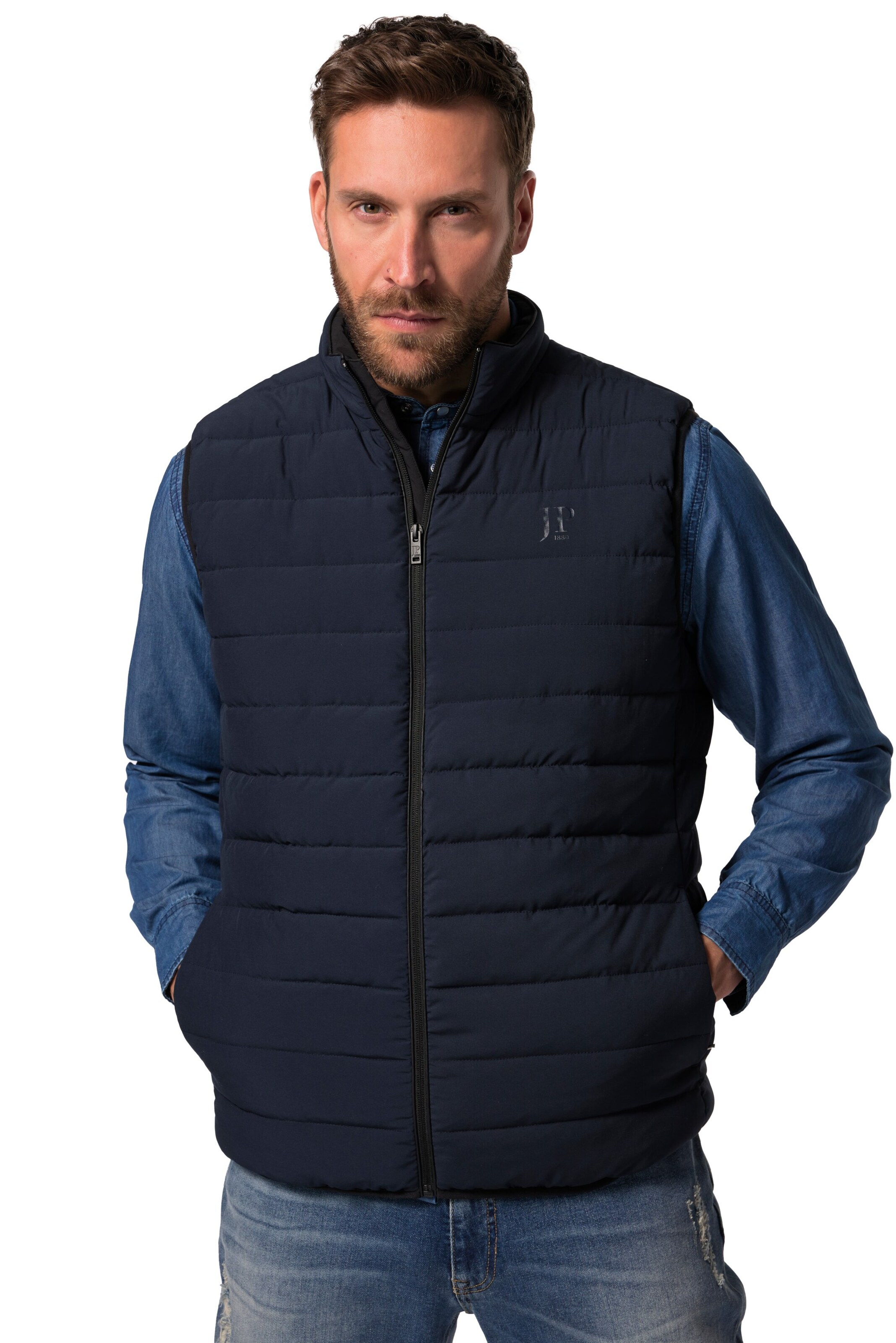 JP1880 Bodywarmer in Blauw: voorkant