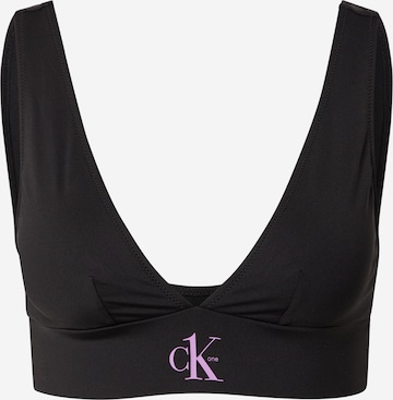 Calvin Klein Swimwear Triangle Bikini Top in Black: front