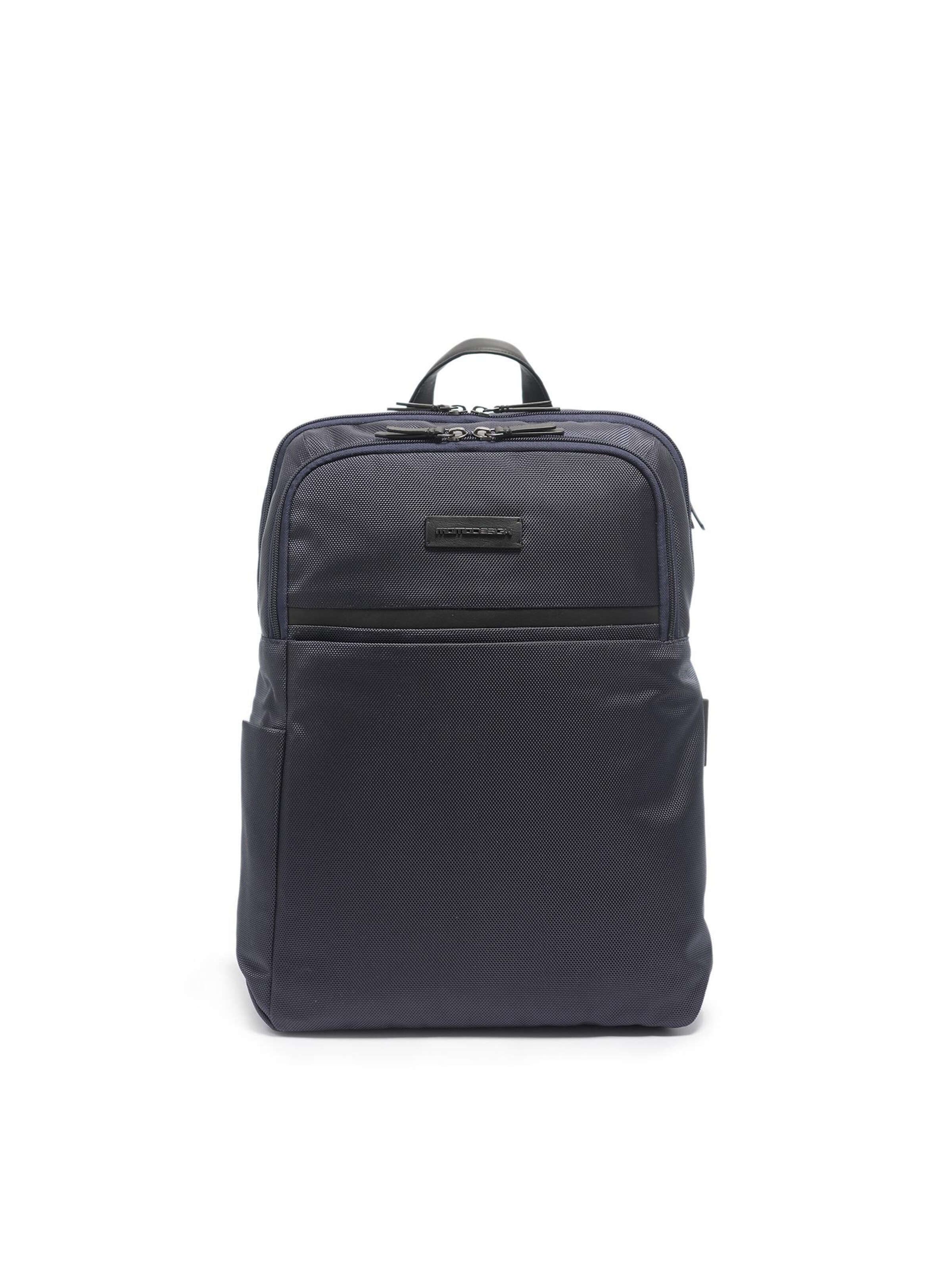 Zaino 'Zaino Momo Design Uomo Ecopelle - Chiusura Zip Tasche Organizzate' di Momo Design in blu: frontale