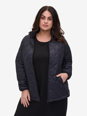 Zizzi Between-Season Jacket 'Diamond' in Blue: front