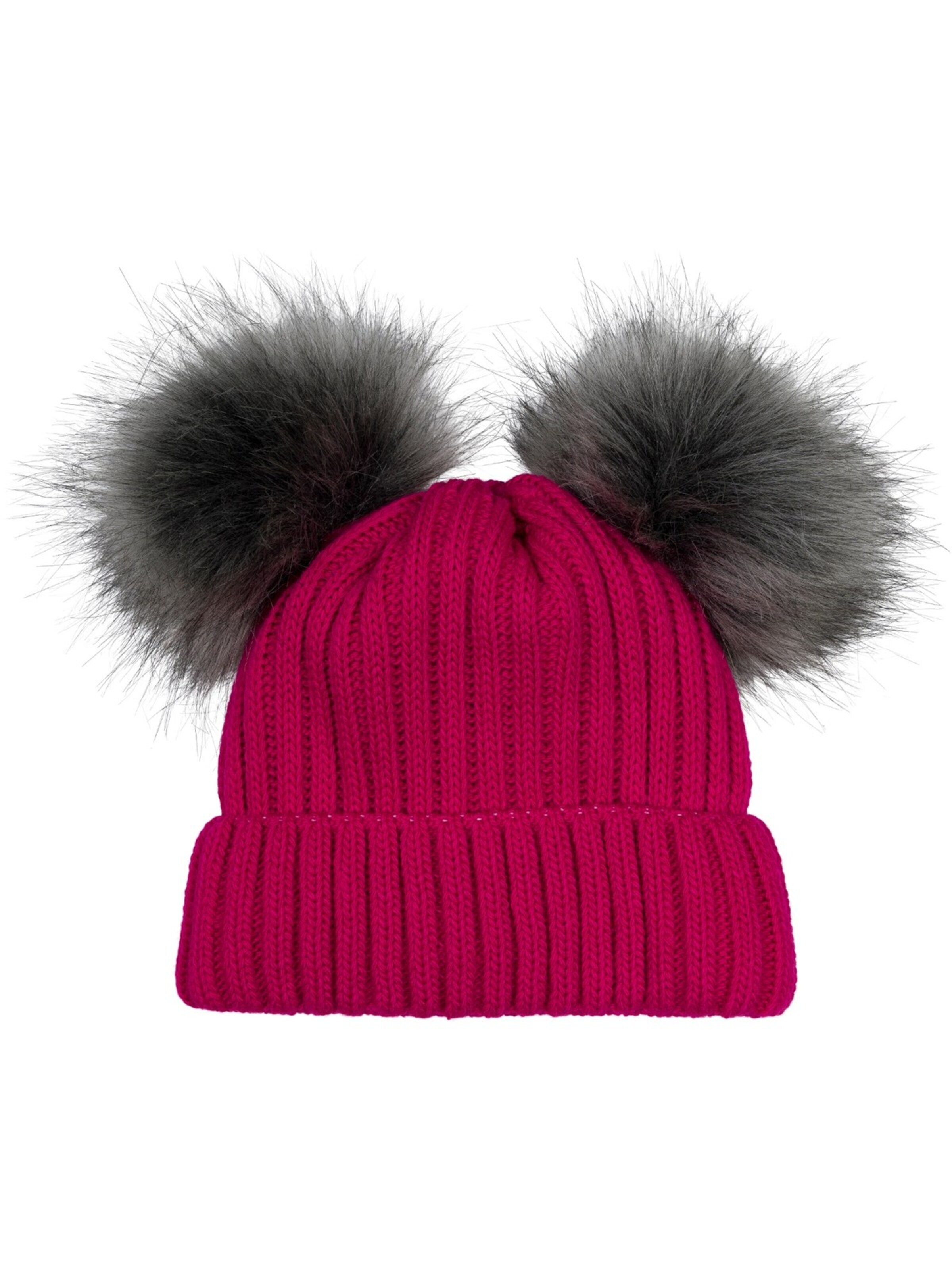 styleBREAKER Mütze 'Kinder Bommelmütze mit zwei Bommel'‌‌‌‌‌ in Pink