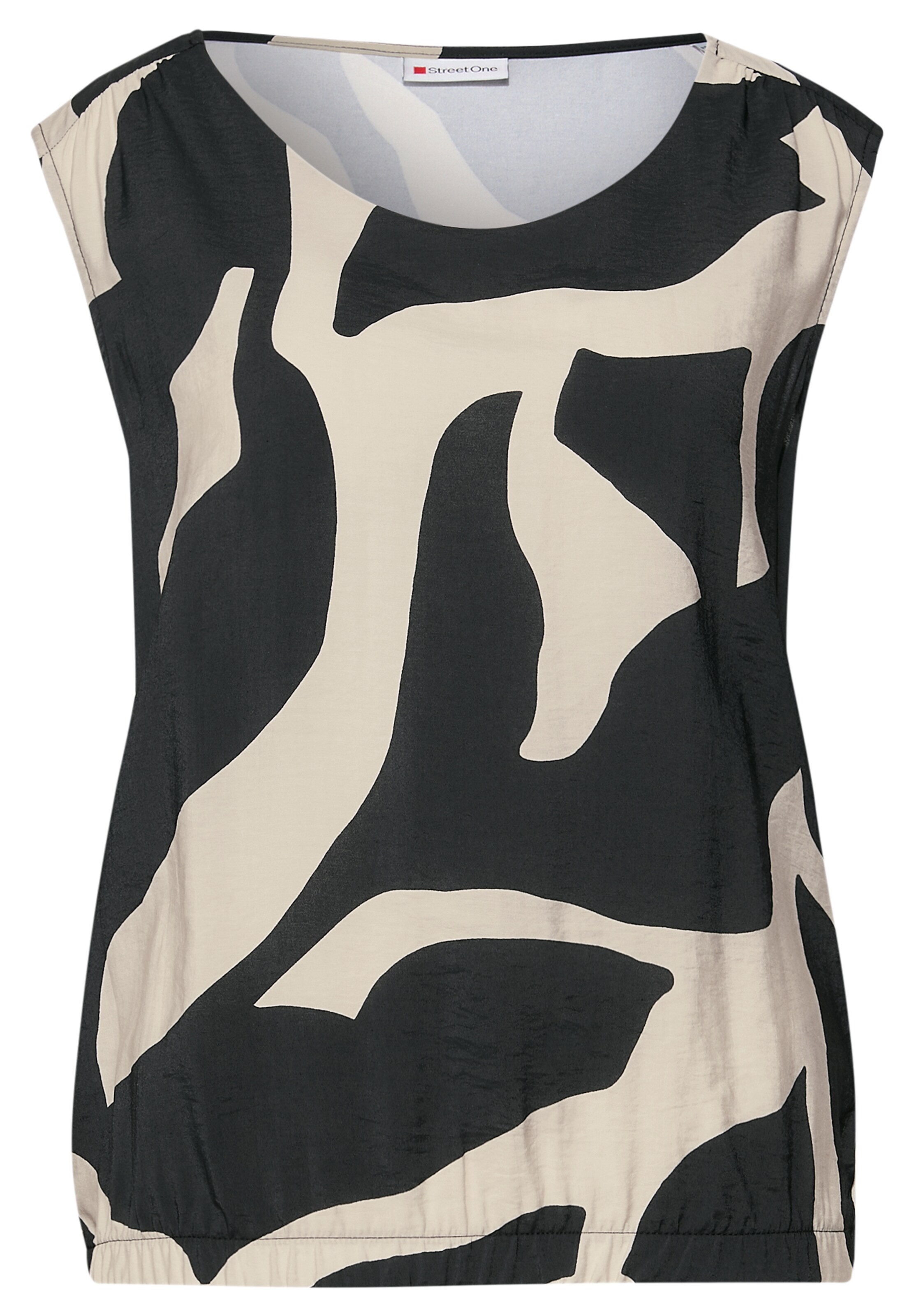 STREET ONE Strukturmix Top mit Print in Grau: Vorderseite