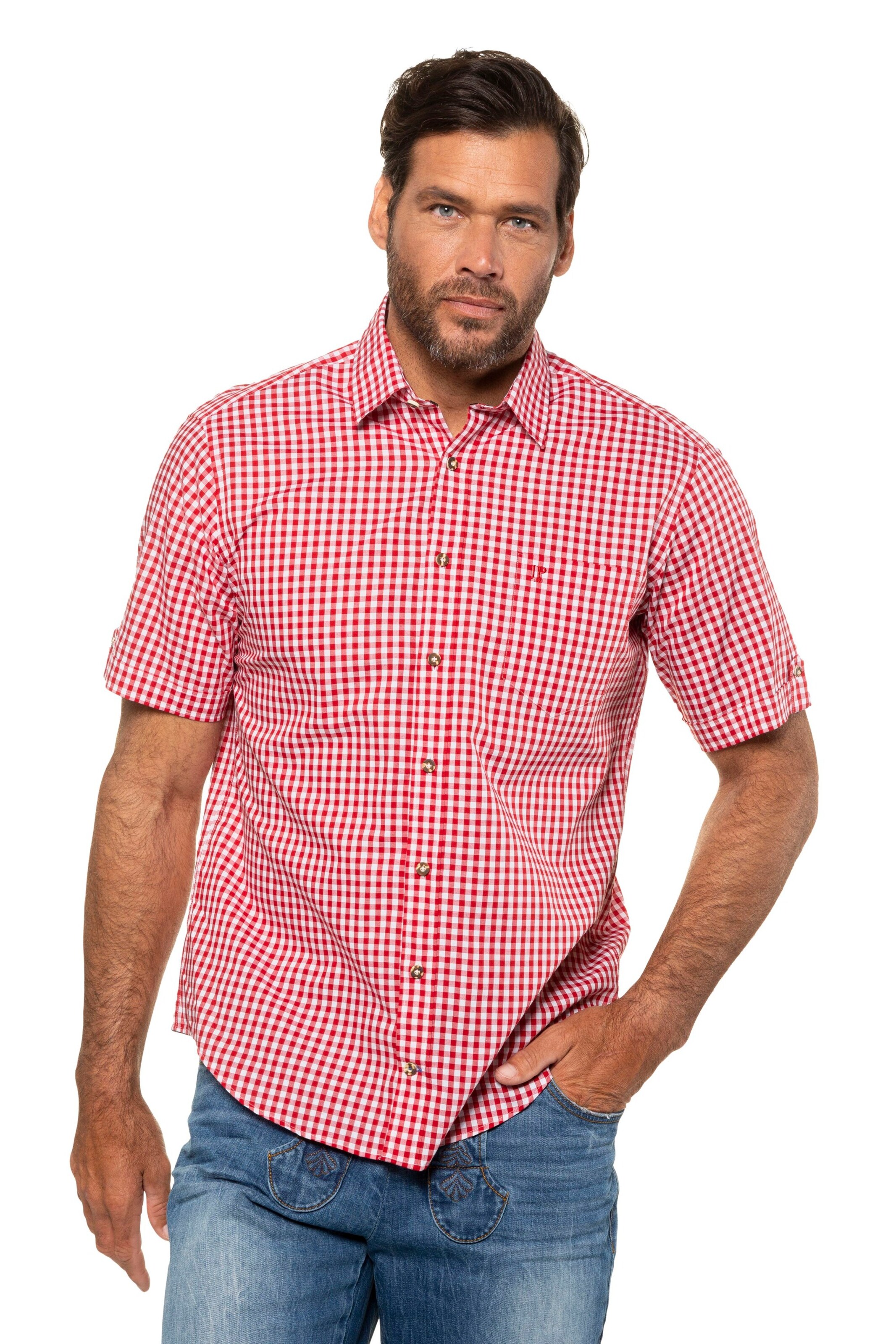 JP1880 Regular fit Overhemd in Rood: voorkant