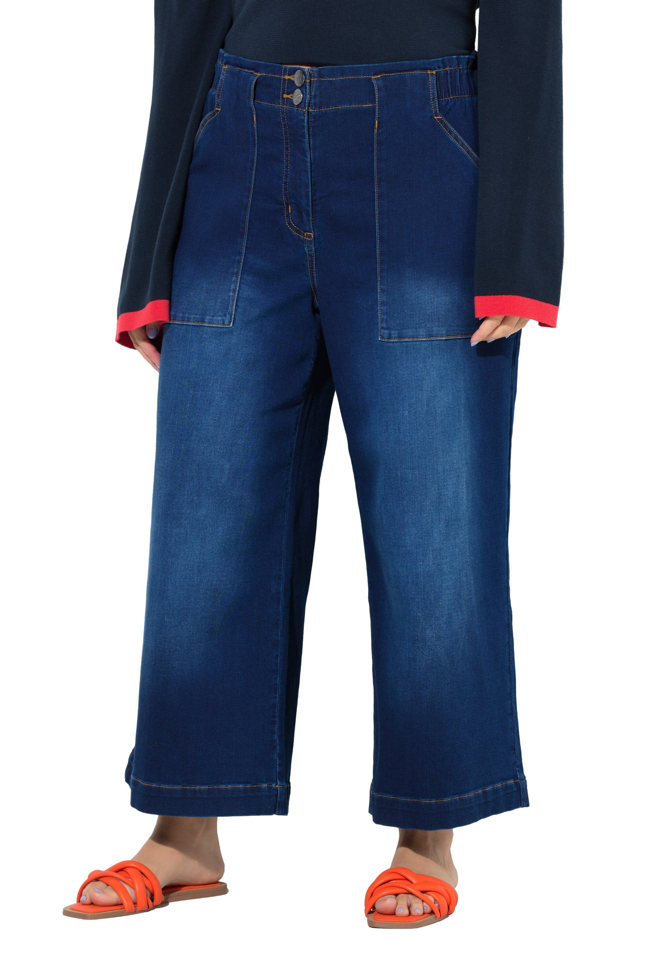 Ulla Popken Wide Leg Jeans in Blau