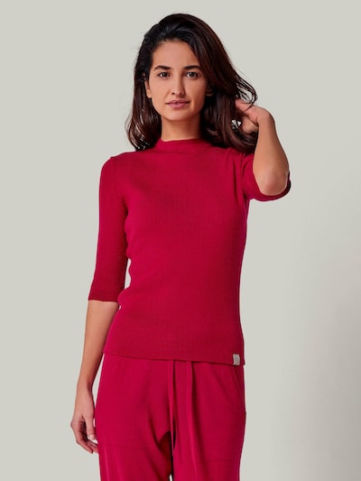 YOU LOOK PERFECT Sweater 'PULLOVER DARIA - Kurzarm Pullover mit Stehkragen' in Cherry red, Item view